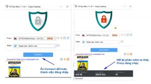 Chọn Connect để hoàn thành việc Fake IP Tải ứng dung về máy để Fake IP Proxy bằng ứng dụng SStap