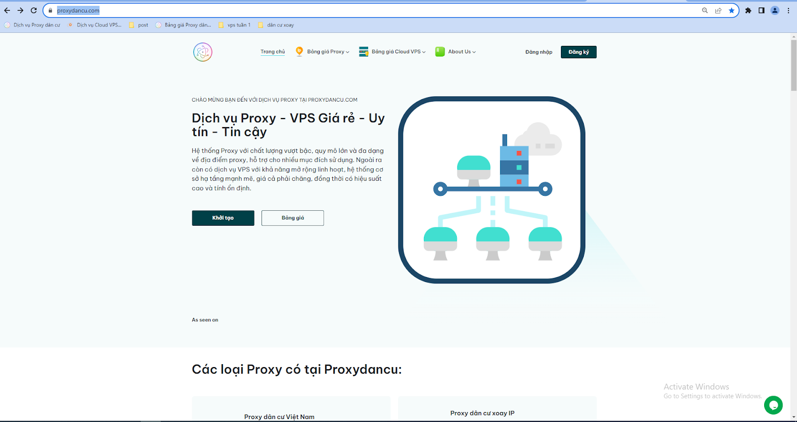 Truy cập vào trang Portal của Proxydancu.com để tạo Proxy nuôi tài khoản
