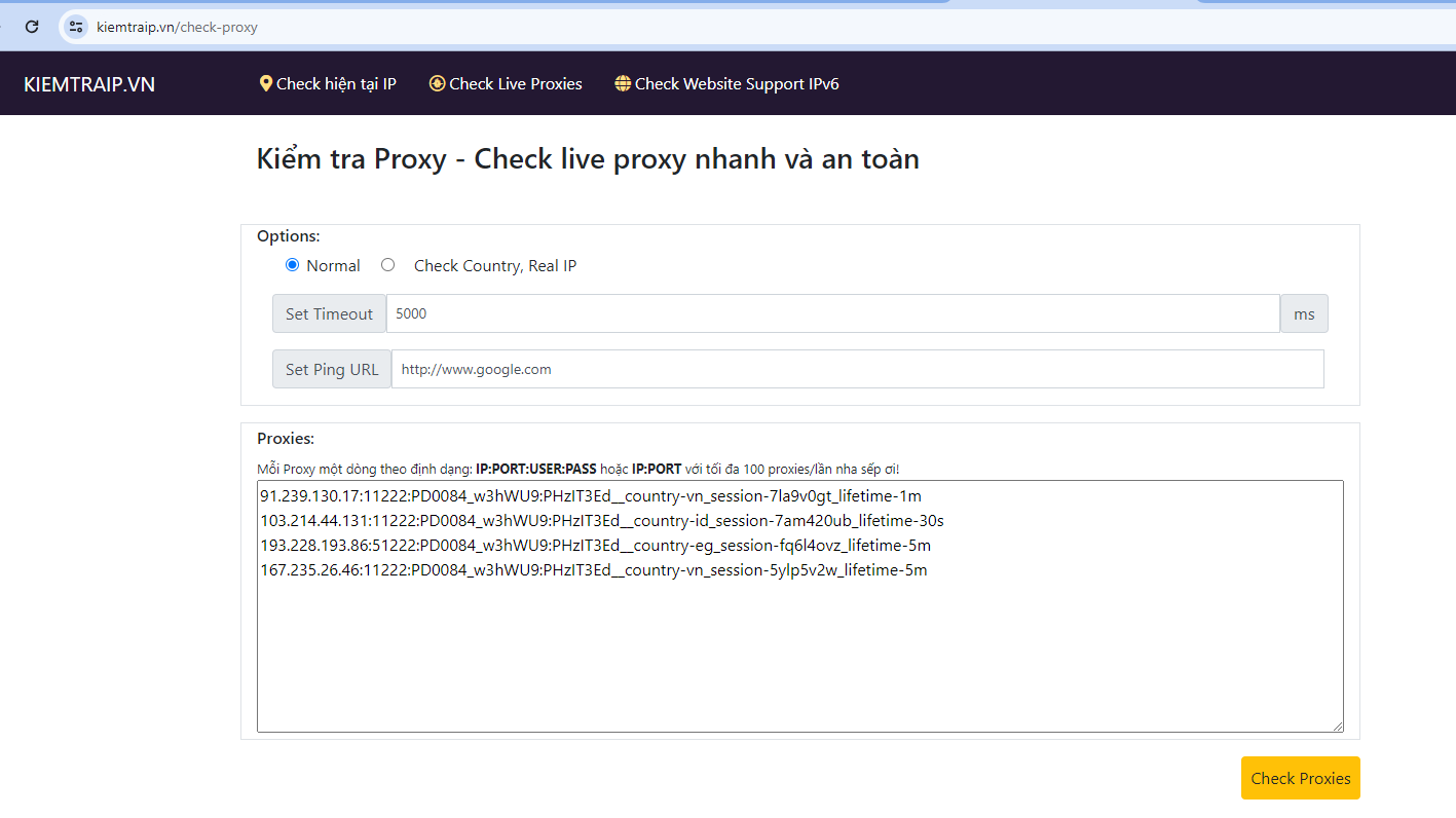 Kiểm tra Proxy - Check live proxy nhanh và an toàn