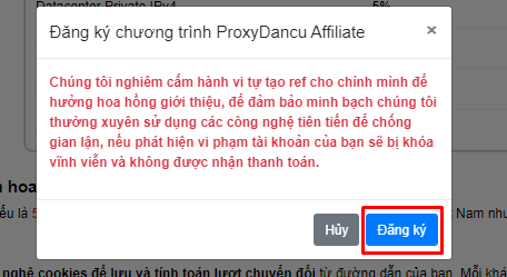 Tạo link đăng ký Chương trình