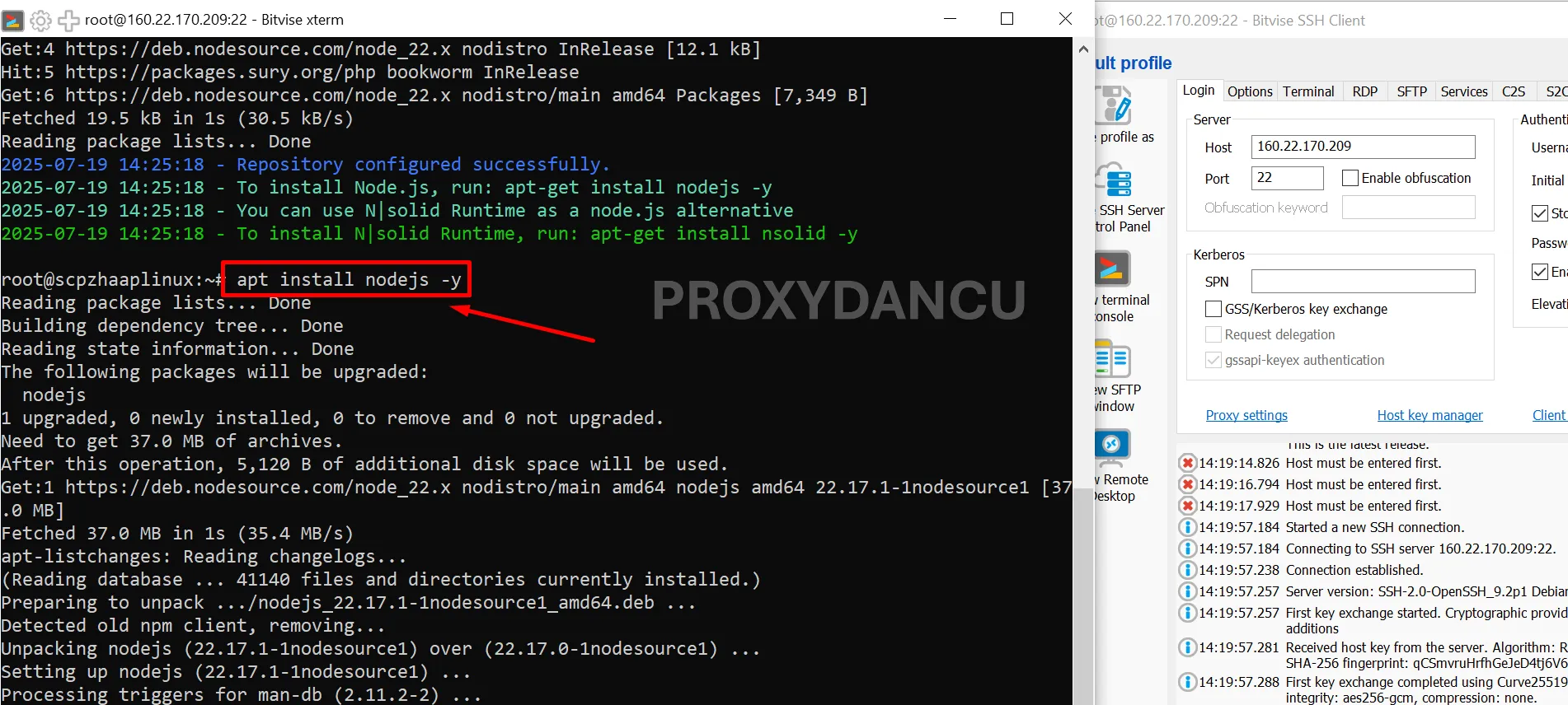 Cài Node.js 22 trên Debian 12