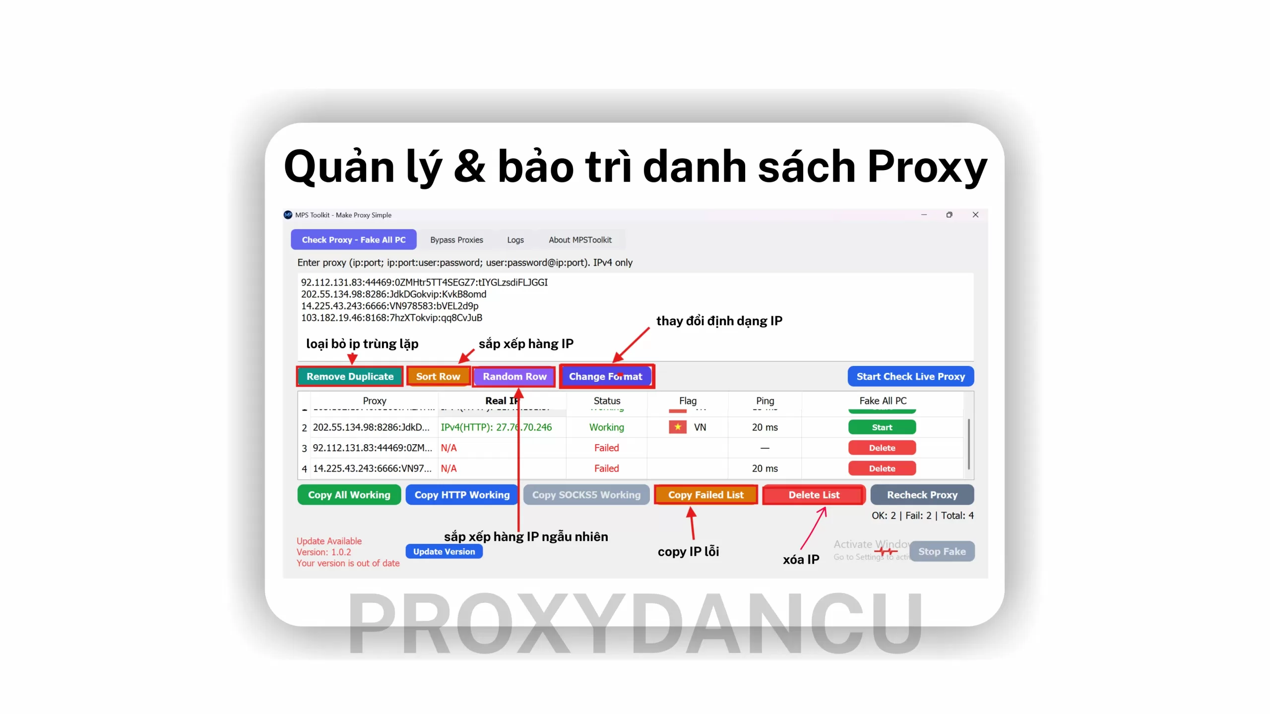 Quản lý & bảo trì danh sách Proxy
